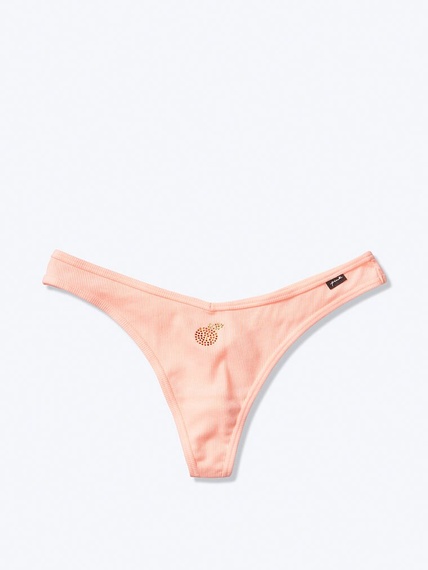 Трусики Victoria's Secret Pink Thong Peach стринги хлопковые, XS