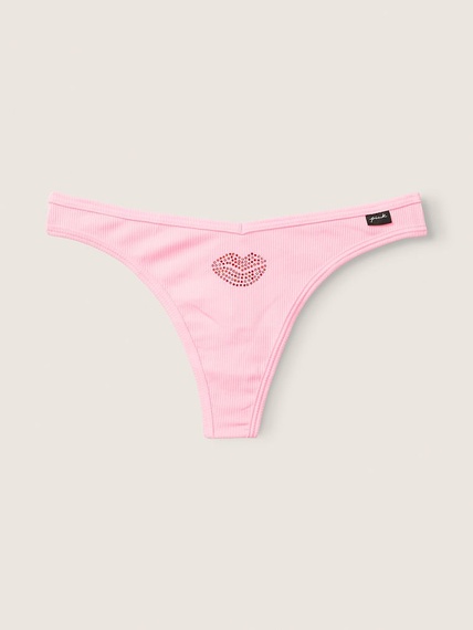 Трусики Victoria's Secret Pink Diamantes стрінги бавовняні, L